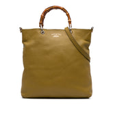 Tall Leather Bamboo Shopper Tote